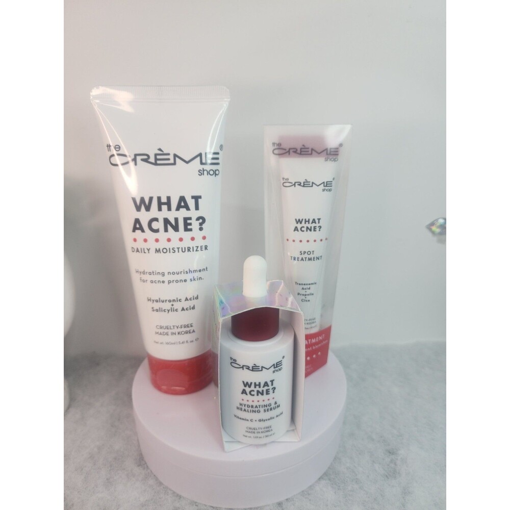 The Crème Shop What Acne? Daily Moisturizer, spot treatment  & healing serum